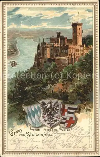Stolzenfels Schloss Stolzenfels mit Wappen Kat. Koblenz
