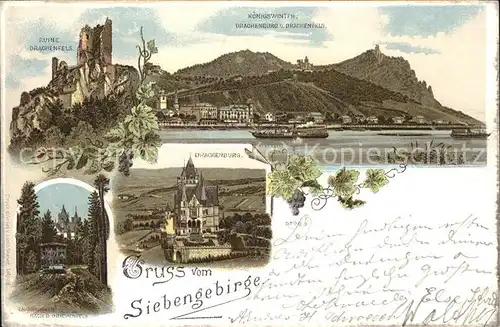 Koenigswinter Rheinpanorama Zahnradbahn Drachenburg Ruine Drachenfels Kat. Koenigswinter