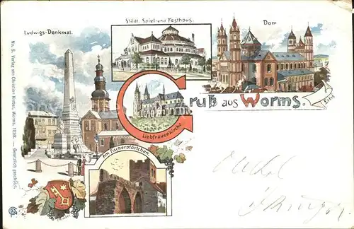 Worms Ludwigsdenkmal Dom Festspielhaus Liebfrauenkirche Am Fischerpfoertchen Kat. Worms