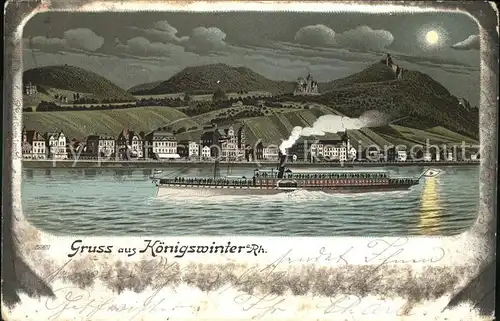Koenigswinter Rheinpanorama mit Rheindampfer Kat. Koenigswinter