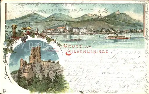 Koenigswinter Rheinpanorama mit Burg Drachenfels Kat. Koenigswinter