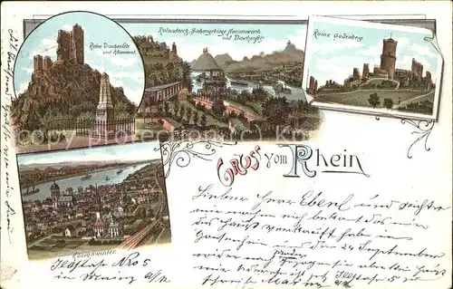 Koenigswinter Rheinpartie Ruine Drachenfels mit Monument Rolandseck Ruine Godesberg Kat. Koenigswinter