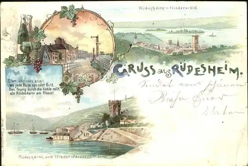 Ruedesheim Rhein Blick vom Niederwald mit Nationaldenkmal Strassenpartie Kat. Ruedesheim am Rhein