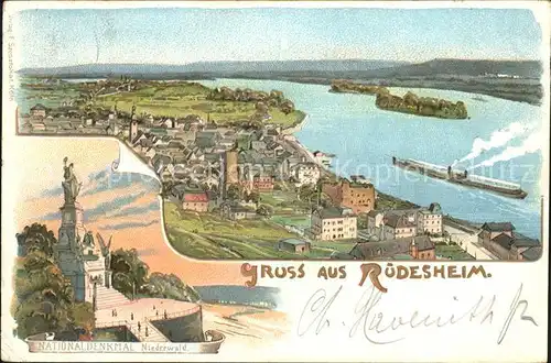 Ruedesheim Rhein Rheinpanorama Damfer Nationaldenkmal Kat. Ruedesheim am Rhein