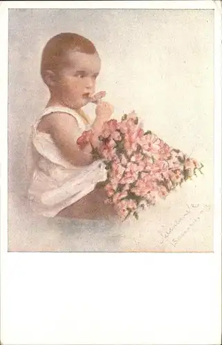 Kuenstlerkarte Nr. 450 Kind Blumen  Kat. Kuenstlerkarte