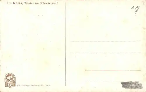 Reiss Fritz Nr. 9 Winter im Schwarzwald  Kat. Schwarzwaldkuenstler