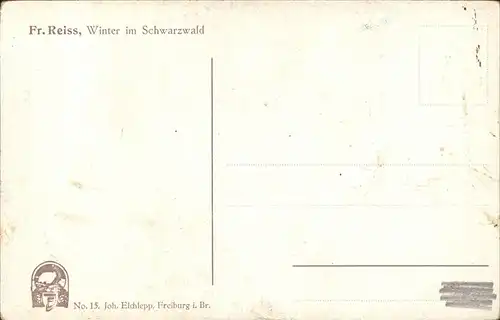 Reiss Fritz Nr. 15 Winter im Schwarzwald  Kat. Schwarzwaldkuenstler
