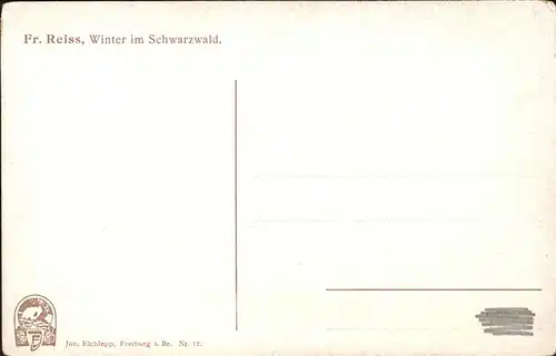 Reiss Fritz Nr. 12 Winter im Schwarzwald  Kat. Schwarzwaldkuenstler