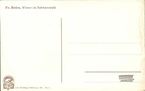 Reiss Fritz Nr. 7 Winter im Schwarzwald  Kat. Schwarzwaldkuenstler