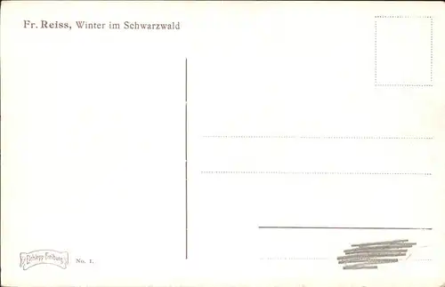 Reiss Fritz Nr. 1 Winter im Schwarzwald  Kat. Schwarzwaldkuenstler