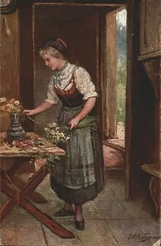 Verlag Primus Nr. 3072 J.A. Heyermans Tracht Blumen  Kat. Verlage