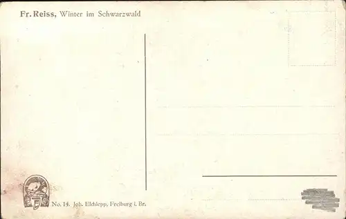 Reiss Fritz Nr. 14 Winter im Schwarzwald Elchlepp Verlag Kat. Schwarzwaldkuenstler