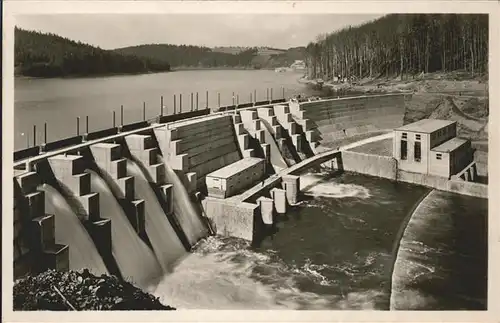 Staudamm Pumpspeicherkraftwerk Zschopau Talsperre Kriebstein bei Waldheim Kat. Gebaeude