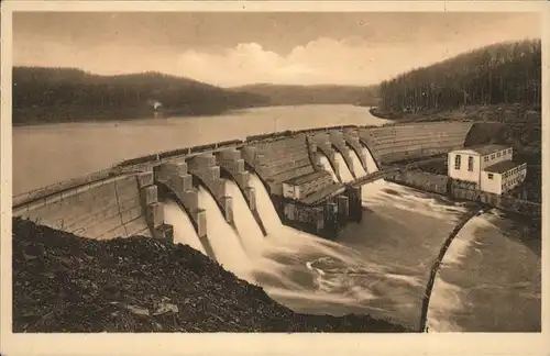 Staudamm Pumpspeicherkraftwerk Talsperre Kriebstein bei Waldheim Kat. Gebaeude