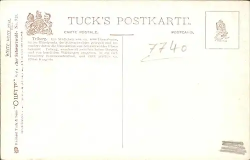 Verlag Tucks Oilette Nr. 721 Triberg J. Guenther  / Verlage /