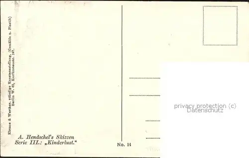 Kuenstlerkarte A. Hendschel Skizzen Kinderlust / Kuenstlerkarte /