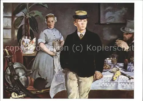 Kuenstlerkarte Edouard Manet Fruestueck im Atelier / Kuenstlerkarte /