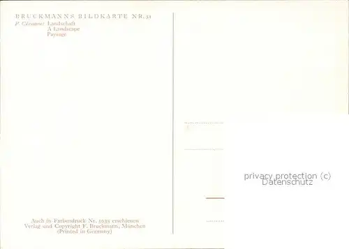 Kuenstlerkarte Cezanne P. Landschaft Bruckmanns Bildkarte Nr. 51 / Kuenstlerkarte /
