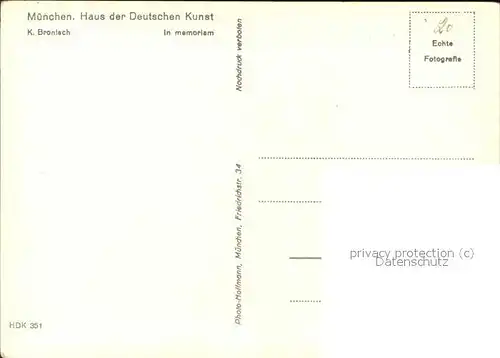 Kuenstlerkarte K. Bronisch in Memoriam Skulptur / Kuenstlerkarte /