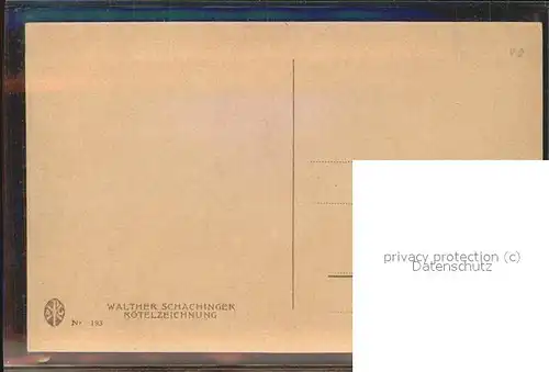 Kuenstlerkarte Walter Schachinger Roetelzeichnung Kind Potrait / Kuenstlerkarte /