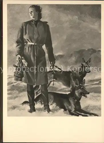 Kuenstlerkarte Jul. Engelhard Maedchen mit Hunden / Kuenstlerkarte /