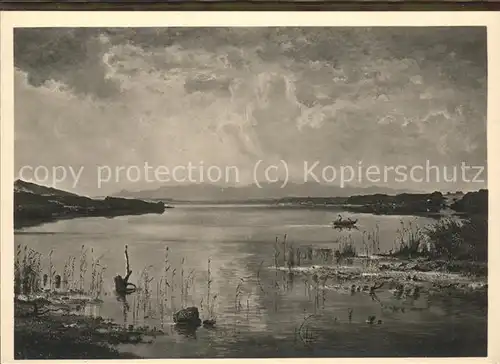 Kuenstlerkarte Fritz Hallberg-Krauss Fruehmorgen Simmsee / Kuenstlerkarte /