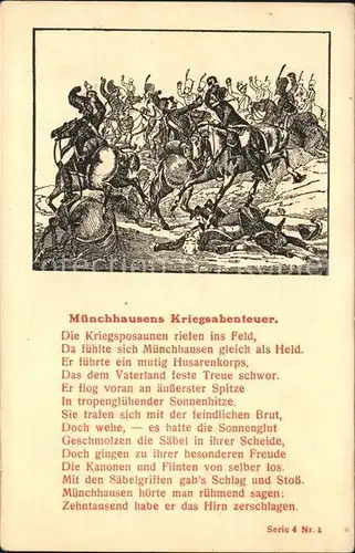 Sagen Maerchen Muenchhausen Kriegsabenteuer Serie 4 Nr. 1 / Maerchen und Sagen /