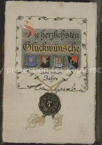 Neujahr Glueckwuensche Wappen Siegel / Greetings /