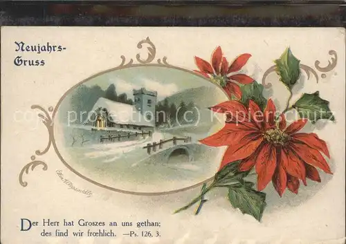 Neujahr Weihnachtsstern Kirche Psalm / Greetings /