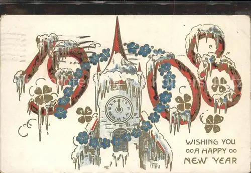 Neujahr Turmuhr 1908 / Greetings /