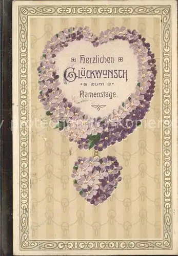 Namenstag Namenskarte Blumenherz Glueckwuensche /  /