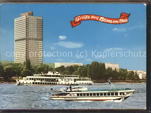 Dampfer Binnenschifffahrt Bonn Rhein Bundeshaus am Rhein / Schiffe /