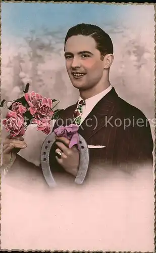 Hufeisen Rosen Mann Krawatte Kat. Greetings