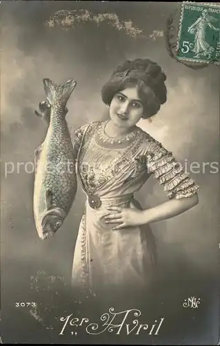 Monatskarte Datum Fisch Frau  Kat. Besonderheiten