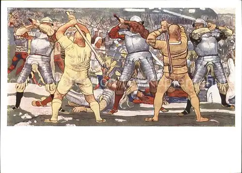 Hodler Ferdinand Schlacht bei Naefels Nr. 82 Kat. Kuenstlerkarte