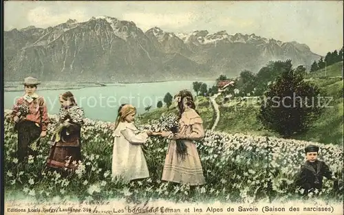 kk65521 Baby Nursery Bebe Blumen Narzissen Leman Alpes de Savoie  Kategorie. Kinder Alte Ansichtskarten
