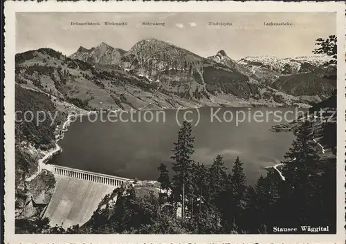 Staudamm Pumpspeicherkraftwerk Stausee Waeggital Kat. Gebaeude