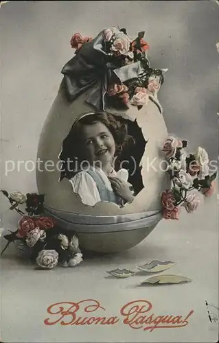 Ostern Easter Paques Kind Osterei Rosen Schleife  / Greetings /