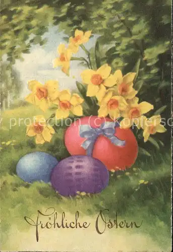 Ostern Easter Paques Ostereier Narzissen  / Greetings /