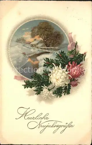 Neujahr Blumen  Kat. Greetings
