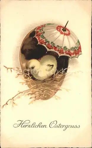 Ostern Easter Paques Kueken Regenschirm  / Greetings /