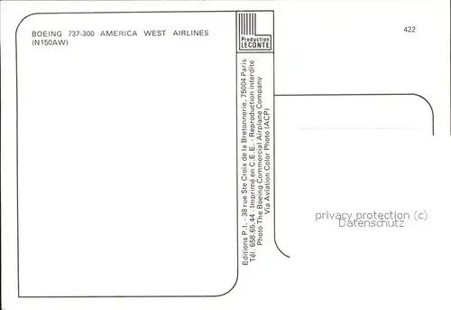 Flugzeuge Zivil America West Airlines Kat. Flug