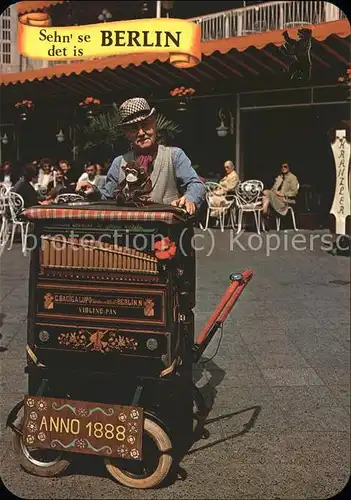 Drehorgel Leierkastenmann Kurfuerstendamm Berlin  Kat. Musik