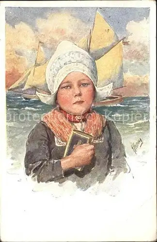 Feiertag Karl Segelboote Kind Holland Tracht  Kat. Kuenstlerkarte