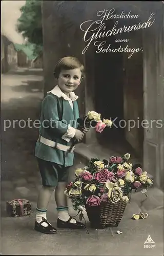 kk69550 Baby Nursery Bebe Geburtstags Wuensche Rosen Korb Kategorie. Kinder Alte Ansichtskarten