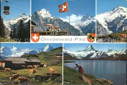 Sessellift Grindelwald Wappen Kuehe Fahne Schweiz Kat. Bahnen