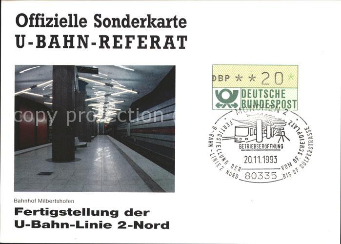 U Bahn Subway Underground Sonderkarte U Bahn Bahnhof Milbertshofen Kat