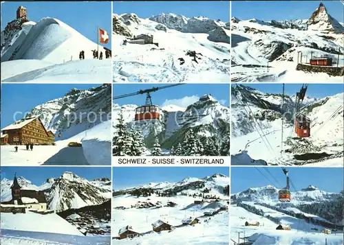 Seilbahn Schweiz Switzerland Fahne Winter Matterhorn Diavolezza / Bahnen /