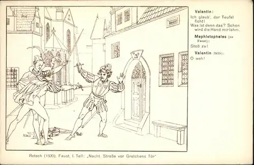 Goethe Retsch Faust Nacht Strasse vor Gretschens Tuer