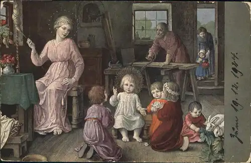 Spinnen Spindel Kinder Saegen Handwerk Kuenstler H. Huber Sulzemoos Holy Family